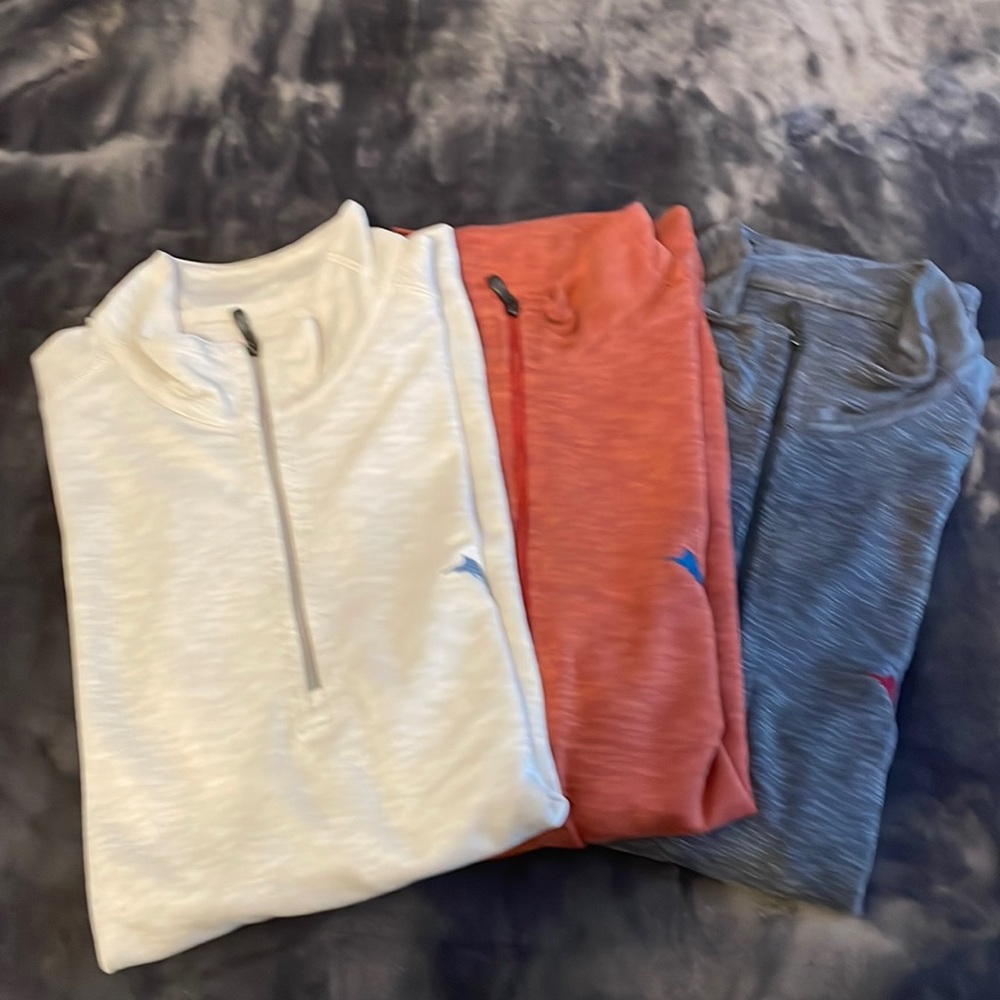 Tommy Bahama 1/4 Zip Long Sleeve Polos. Bundle of 3.